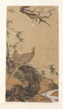 Lü Ji, Lu Ji Shuang Zhi Tu, Ink and color on paper scroll, signed