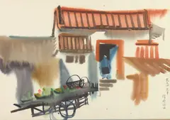 Li Zefan, House in Danshui, Watercolor, signed and dated June 1974