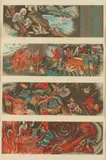 Japanese School, "Demons" "Samurai Helmet", Two ink and color on paper