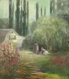 P.J. Schenck, Woman at Wash Tub, Oil on canvas