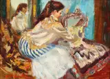 Louis Berthomme Saint-André, Lady at Dressing Mirror, Oil on panel
