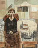 Jerome Witkin, Woman with Bird, Oil on paper