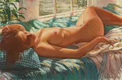 Reclining Female Nude by Gregory Biolchini, Pastel, sold Sep 2015