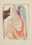 Salvador Dalí, HEAVNEN CANTO VI FROM THE DIVINE COMEDY, numbered E.A. in pencil lower left and signed in blue colored pencil lower right, Color engraving