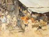 A.L. Rothstein, Mercado San Miguel de Allende, Oil on board