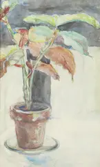Mary Karasick, HOUSE PLANT and RED BLOOM: TWO WORKS, each signed lower right, Watercolor