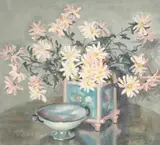 Eunice Clay Squire Pritchett, Still Life with Daisies and Bowl, Oil on canvas