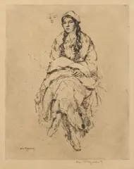 William Meyerowitz, FLYING HORSES and SEATED WOMAN: TWO WORKS, each signed in pencil lower margin, Color etching and etching