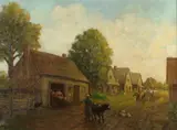 Curt Schmich, Rural Street Scene with Blacksmith Shop, Oil on canvas