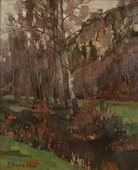 Julien Léon Bourdon, Vallee de Leau Noire En Hiver, Oil on canvas