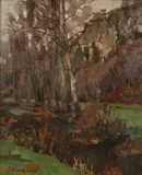 Julien Léon Bourdon, Vallee de Leau Noire En Hiver, Oil on canvas