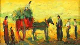 Emmanuel Bellini, The Donkey Cart, Oil on canvas