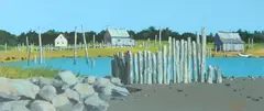 Edward Howard Betts, Boat Houses Along Shore, Gouache