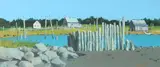 Edward Howard Betts, Boat Houses Along Shore, Gouache