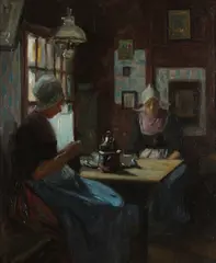 Scharf, Dutch Interior Scene, Oil on canvas
