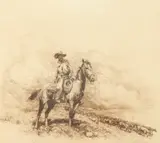 Edward Borein, Trail Boss, Etching Cowboy And Cattle