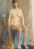 Seated Female Nude by Vladimir Aleksandrovich Serov, Oil on canvas, offered Sep 2015