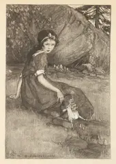 Grace Norcross, AND THERE STANDING ON THE TOE OF JOANNE'S MOCCASIN WAS THE MOST WONDERFUL AND BEAUTIFUL THING THAT JOANNE COULD POSSIBLE IMAGINE and SHE NOW CURTISIED VERY PRETTILY: TWO WORKS, each signed lower left and titled on verso, Charcoal and gouache on board