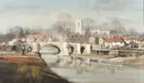 Rowland Hilder, Aylesford Bridge & Town on the River Medway, Oil on canvas
