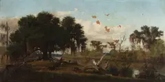 Everett B.D. Fabrino Julio, Goats Along the Bayou, Oil on canvas