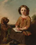 Richard Ansdell, Portrait of Young Girl with Terrier, Oil on canvas