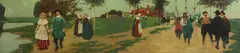 Howard Pyle, Mural Study for "The First Settlement on Manhattan Island", MURAL STUDY FOR "THE FIRST SETTLEMENT ON MANHATTAN ISLAND", oil on canvas