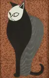Yoji Saito, Cat, Woodcut, signed and