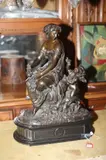Continental School, Untitled, CHERUB OFFERING EGGS FROM BIRDS' NEST TO MAIDEN, bronze with brown patina - Height: 22 in. x 16 in