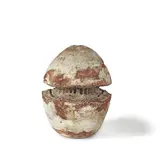Alan Wallwork, Split vessel, circa 1975, Stoneware, mottled pale blue and reddish-brown glazes