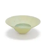 John Ward, Flanged bowl, Stoneware, mottled green and brown matt glaze, on lightly textured surface