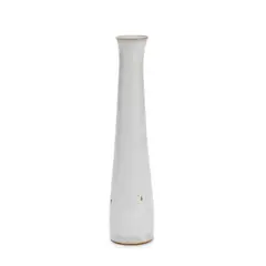 Vase by Rupert Spira, circa 1995, Stoneware, shiny off-white titanium glaze, of gently tapering form with slight flare to neck, sold May 2023