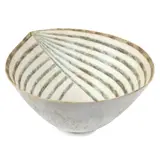 Open bowl by John Ward, Stoneware, the exterior with mottled white and green glaze, the interior with radiating linear design in white and green, sold May 2023