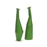Caroline Gray, Green vessels (pair), circa 2023, Earthenware and terra sigillata