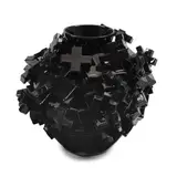 Josh Aubrook, 'I Feel Cross' vessel, 2021, Black glazed earthenware, hand-thrown body with sculpted additions