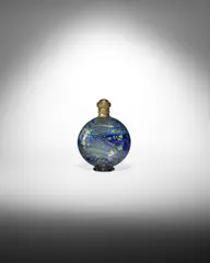 Francesco Ferro E Figlio, Rare Scent Bottle, in blue calcedonio glass with silver foil