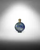 Francesco Ferro E Figlio, Rare Scent Bottle, in blue calcedonio glass with silver foil