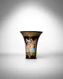 Salviati & C., Vase with Painted Enamel Scenes, deep purple glass decorated with enamel and gilded scenes of Roman mythology