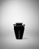 Artisti Barovier, Urn Shaped Vase, deep amethyst glass with lattimo rim and applied handles