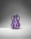 Murrine Vase by Fratelli Toso, blown murrine glass with applied handles, sold May 2023