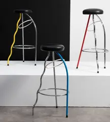 Javier Mariscal, Mod. Duplex, Polychrome lacquered metal and black imitation leather