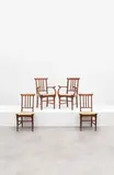 Gustave Serrurier-Bovy, Ensemble composé d'une paire de fauteuils et d'une paire de chaises