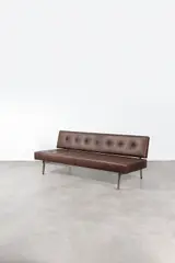 Gianfranco Frattini, Mod. n°872, Dark brown leather and nickel-plated steel base with mahogany shoes