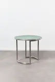 René Herbst, Guéridon, Structure en tube d'acier chromé et plateau en linoléum cerclé d'aluminium