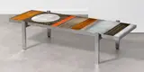 Roger Capron, Mod. Soleil, Glazed stoneware top and chromed steel