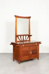 Mod. Campagne by Gustave Serrurier-Bovy, Pitchpin, marble and brass, offered Jun 2023
