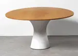 Leo Aerts, Mod. Side Table 3 - collection Angelo M, Top in solid elm and central base in white marble