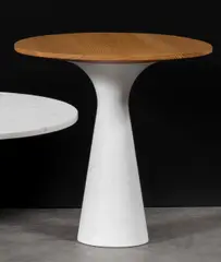 Leo Aerts, Mod. Side Table 2 - collection Angelo M, Top in solid elm and central base in white marble
