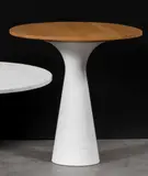 Leo Aerts, Mod. Side Table 2 - collection Angelo M, Top in solid elm and central base in white marble