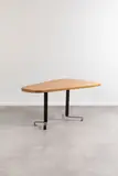 Mod. Les Arcs by Charlotte Perriand, Free-form top in pine and double black lacquered metal legs, sold Jun 2023