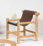 Sebastien Caporuso, Mod. Stool, Poplar frame and leather